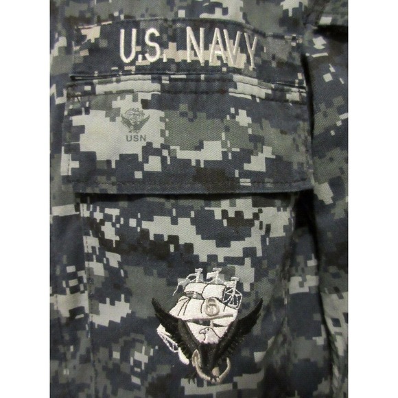 US Navy Working Uniform Type I Blue Digital Camo Shirt Jacket Medium Short - Picture 5 of 12